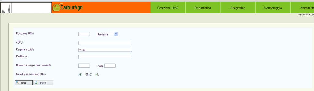 APRIRE NUOVA POSIZIONE UMA SIAGRI FVG - Manuale SOP e CARBURAGRI - Versione 01-07/01/2013