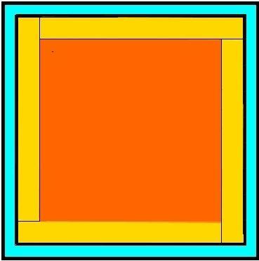 quadrato arancio è? Oppure che la differenza tra il lato del quadrato della base e la base del rettangolo giallo è?