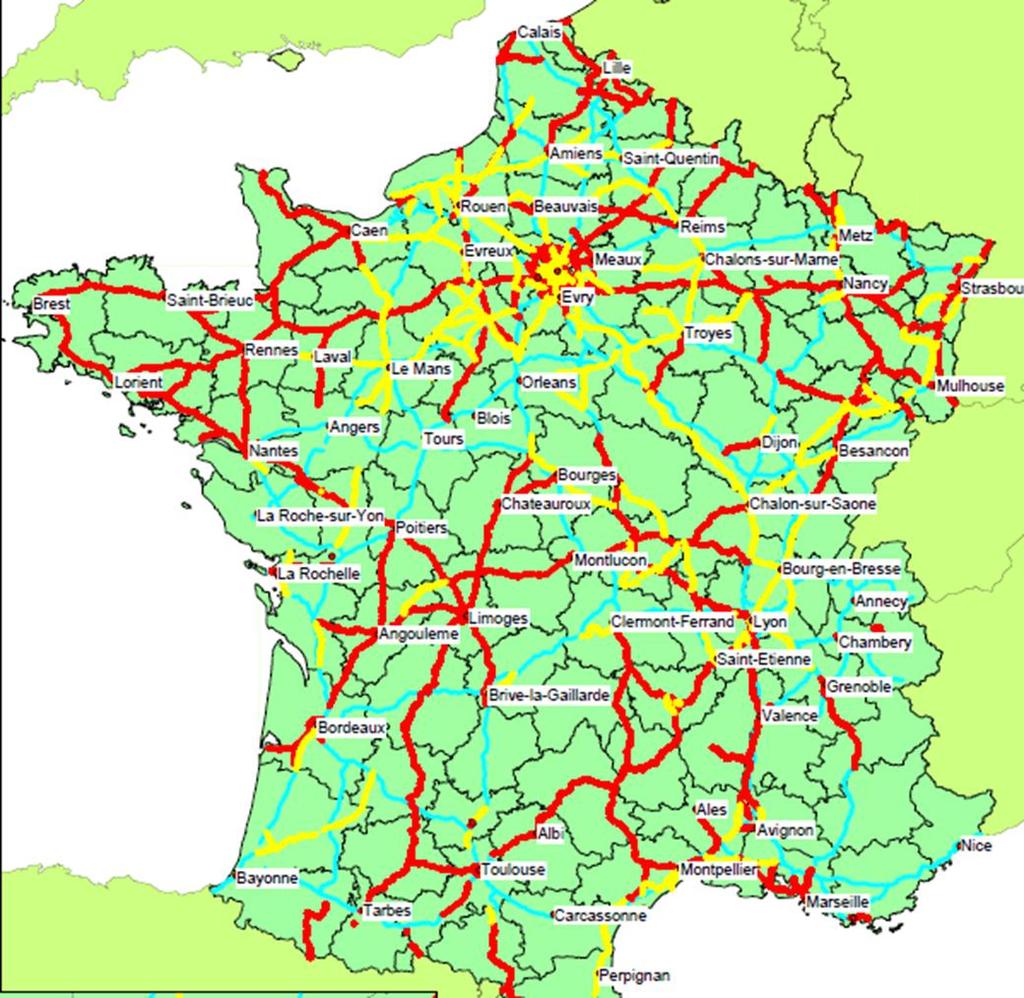 La rete stradale tassabile La rete stradale tassabile è suddivisa in 4100 punti di tariffazione 10 000 km rete stradale nazionale di gestione pubblica 5 000 km rete stradale dipartimentale Regioni