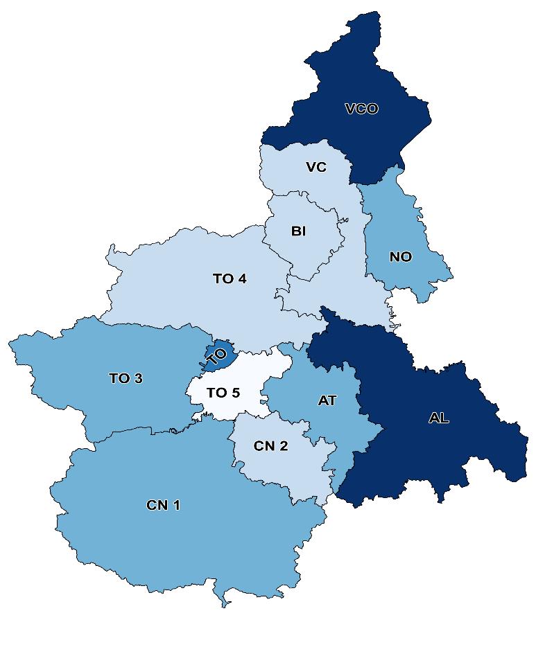Figura 11. Incidenza pazienti in dialisi per area territoriale, anno 2015.