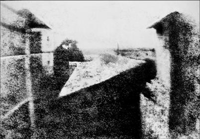 Dopo esposizione di 8 ore: Veduta dalla finestra di Gras (su lastra per eliografia) 1838,