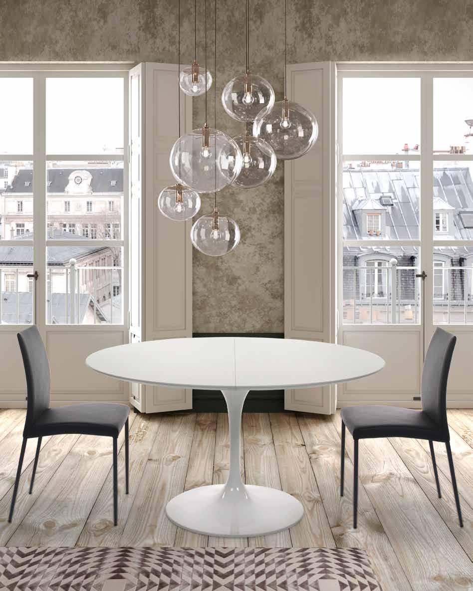 03 - cm Ø 120 (170) EXTENDIBLE - ALUMINIUM BASE A1 GLOSSY WHITE LACQUERED TABLE CORSOCOMO ART. T 22.