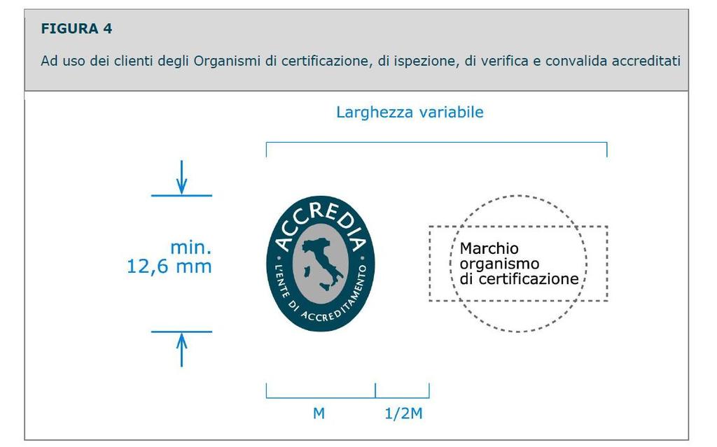 Pag. 7/9 - In alternativa alla soluzione grafica di cui sopra (Marchio ACCREDIA in abbinamento al Marchio dell Organismo accreditato), è consentito di apporre, nelle immediate adiacenze del Marchio