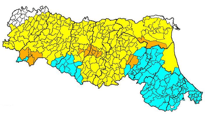Figura 2.2 1: Classificazione sismica dell Emilia Romagna, Ordinanza del PCM n.