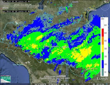 Nella serata del 20 nuovi flussi da est rinforzano le strutture ancora presenti sul territorio della