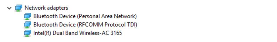 Driver WiFi e Bluetooth Intel Wireless 3165 In Gestione dispositivi, verificare se il driver della scheda di rete è installata.