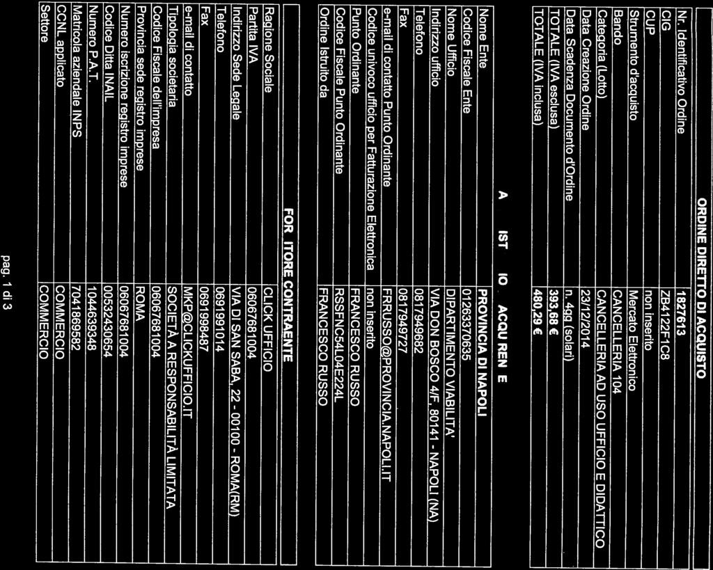 I i Nr. Identificativo Ordine 1827613 CIG ZB4122F1C8 pag. 1 di 3 Settore COMMERCIO CCNL applicato COMMERCIO Fax 0691998487 e-mail di contatto MKPcCLICKUFFICIO.