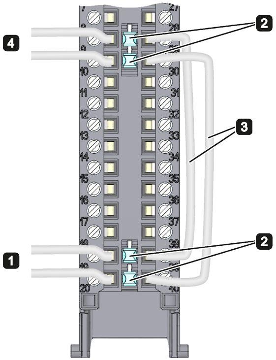 Collegamento Nota Attivando la tensione di alimentazione a 24 V sul rispettivo canale, le uscite dell'unità condizionate dal circuito portano il segnale "1" per circa 50 μs.
