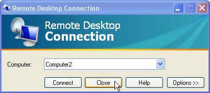 Fare clic su Chiudi per uscire dalla finestra "Connessione Desktop Remoto".