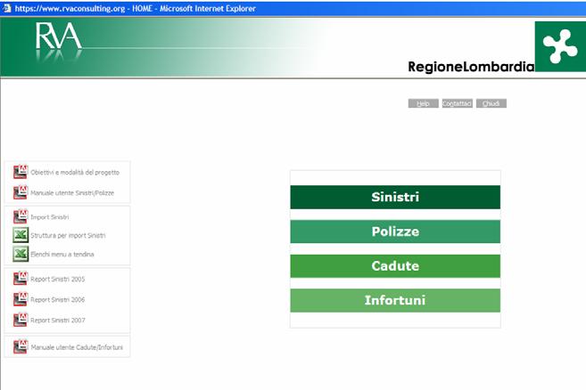 Il presente documento Manuale Utente Cadute/Infortuni è consultabile in lettura, può essere stampato o salvato cliccando sull icona in basso a sinistra della schermata.