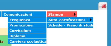 Stampe Per stampare un'autocertificazione o la scheda del piano di studi, scorrere il mouse su