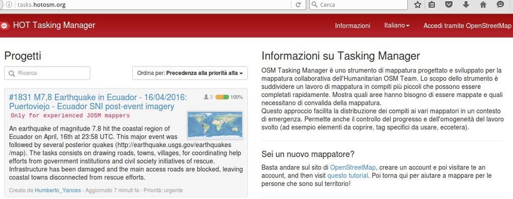 Humanitarian OpenStreetMap Team Per gestire la mappatura in tempo reale in caso di emergenza è stato creato uno strumento attraverso il quale migliaia di utenti possono lavorare contemporaneamente