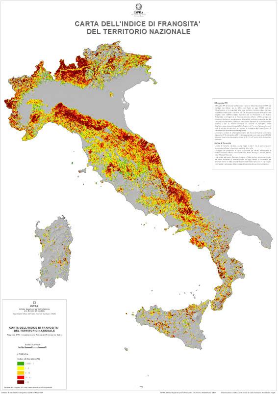 Carta dell indice di franosità redatta dall Ispra LEGGI ANCHE: Dissesto