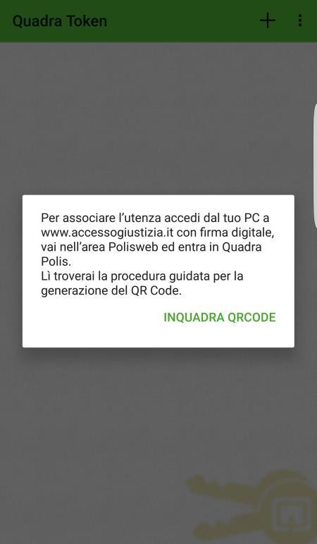 L associazione veloce con QR Code Per procedere con l associazione si dovrà aprire l App QUADRA Token, cliccare sul tasto + in alto a destra e scegliere la funzione Associazione veloce (Fig. 7).