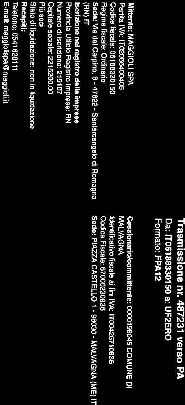 it Santarcangelo di Romagna Cessionario/committente: 0000198045 COMUNE DI MALVAGNA Identiticativo fiscale ai tini IVA: 1T00426710836 Codice Fiscale: 87000230836 Sede: