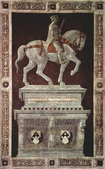 Monumento a Giovanni Acuto, 1436. Paolo Uccello, Monumento funebre a Giovanni Acuto, 1436, affresco, Cattedrale di Santa Maria del Fiore, Firenze.