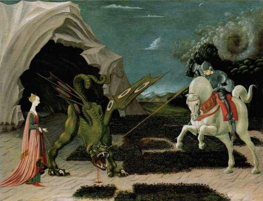 San Giorgio e il Drago, 1435 ca. Leggenda di San Giorgio che affronta e sconfigge il drago per salvare la principessa che era stata sacrificata al mostro.