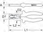 1279 13,0 8,0 35,0 250,0 53,0 21,5 570 Pinza combinata CLASSIC 1000V A norma DIN ISO 5244 Testa rivestita