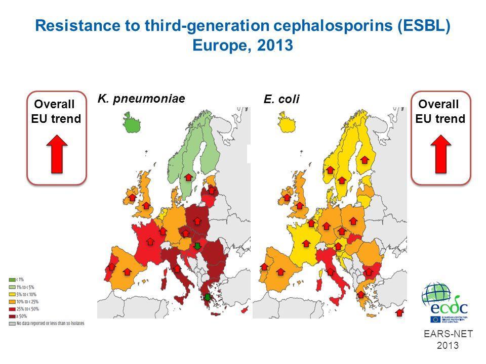 . Nel periodo 2010-2013 la resistenza di K. pneumoniae ed E. coli alle cefalosporine di terza generazione è aumentata significativamente.