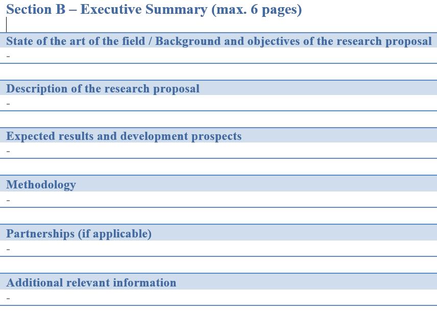 Sezione B Executive Summary In questa sezione dovrà essere descritto in modo sintetico il progetto per cui si richiede un finanziamento.