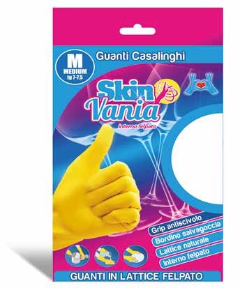 dal 1979 GUANTI RIUTILIZZABILI CASALINGHI Finitura a nido d'ape I guanti casalinghi multiuso, in lattice di gomma naturale, felpati internamente in cotone con trattamento anti-batterico.