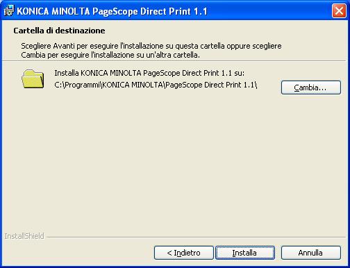 Installazione di PageScope Direct Print 6 Fare clic sul pulsante [Avanti].