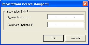 Specificare le impostazioni di stampa 4 4.1.4 Definizione dei parametri di ricerca stampante E' possibile specificare il range per la ricerca della stampante in rete.