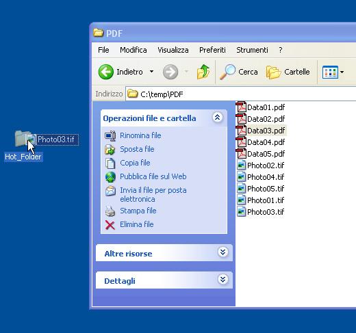 Stampa 6 6.4.4 Stampa mediante una hot folder Procedura operativa 1 Selezionare il file che si desidera stampare. Copiare il file in una hot folder predisposta in precedenza.