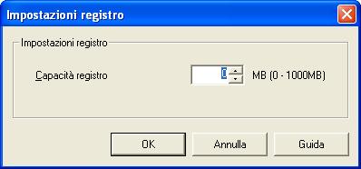 Controllo dello stato e del registro di stampa 9 9..1 Definizione delle impostazioni di registro E' possibile impostare la quantità massima di dati registro salvati.