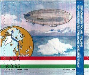 Per celebrare il novantesimo anniversario della spedizione del dirigibile Italia (1928) condotta dal generale Umberto Nobile (1885-1978) le Poste Italiane hanno emesso oggi 23 marzo 2018 un