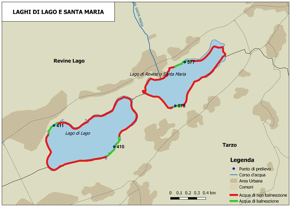 Figura 11: acque di balneazione dei laghi di Lago e Santa Maria 3.2 Il profilo delle acque di balneazione ARPAV, per conto della Regione, così come previsto nell art. 9 del D.Lgs.