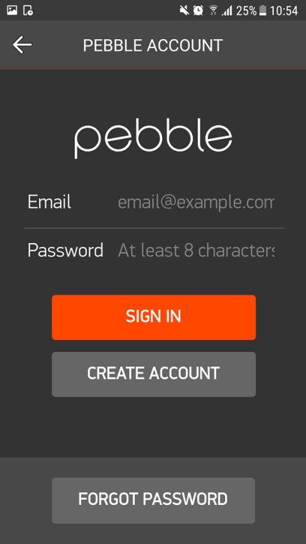 La prima cosa che vedrai dopo aver aperto app Pebble è la