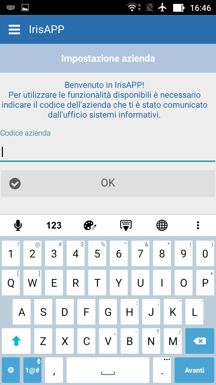 La APP di IrisWIN pag. 4 di 39 2.2 Login al sistema In seguito all impostazione dell azienda di riferimento, o ad un logout, viene proposta la finestra di login.