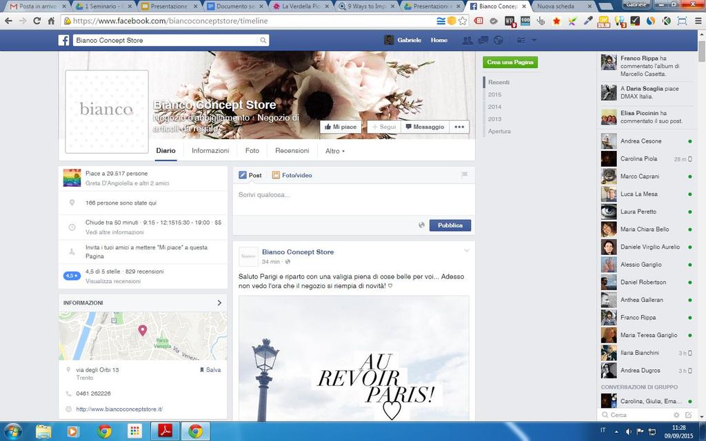 Facebook: struttura Pagina Fan Foto Profilo Foto Copertina Numero di Fan Orario Attività Opzione