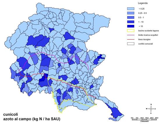 Tavola 20 - Azoto al campo a livello comunale per il settore cunicolo.