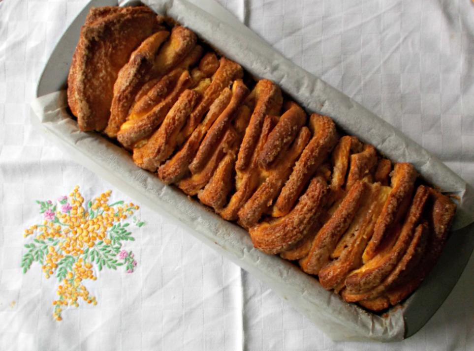 PANE ALLO ZUCCHERO E CANNELLA (Cinnamon Sugar Pull-Apart Bread) Ingredienti per l impasto: 385 g farina 50 g zucchero 25 g lievito di birra 1/2 cucchiaino sale 2 uova 60 ml panna fresca (o 60 g