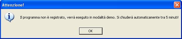 Se si desidera provare il programma in modalità Demo cliccare sul No.