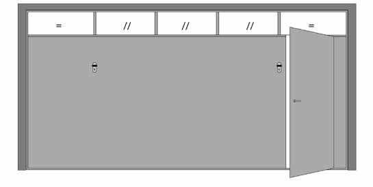 Nr 3 zone a vetri e porta pedonale sotto (dx o sx). H basc. 250 cm.