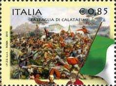 Vangelli 150º anniversario della spedizione dei Mille - 5 maggio 2010 4 francobolli Dent.13 13¼ blocco Stampa: rotocalco Stampato da: I.P.Z.S. Roma Foglietti Dim.