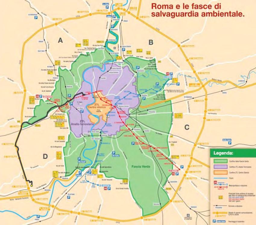 Definizione del percorso di prova (ROMA) 1 Tratto: extraurbano urbano ad elevato scorrimento 14,7 km: 13,1 km (89%) km fuori dell anello ferroviario 2 Tratto: urnano ad elevata