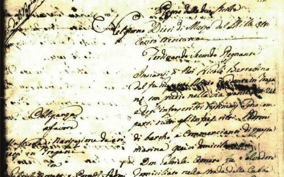 Nel Giornale delle scienze e delle lettere dell epoca sta scritto: «Nel 1813 con Dispaccio del 13 ottobre, a firma di Ferdinando III di Borbone, si fa riferimento all erezione di una scuola nautica