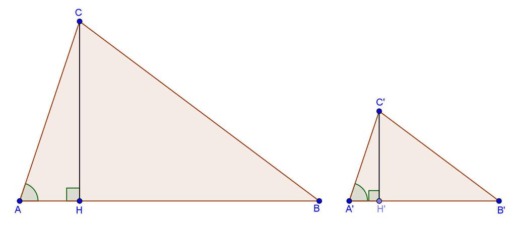 Appunti di Matematica Proprietà dei triangoli simili 1) In due triangoli simili le basi stanno tra loro come le rispettive altezze.