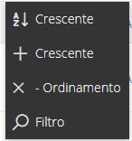 Con click sulla colonna compare anche l opzione per eliminare l ordinamento impostato: Un altra modalità per eseguire i filtri è l utilizzo dell icona cui impostare i filtri :, che consente di