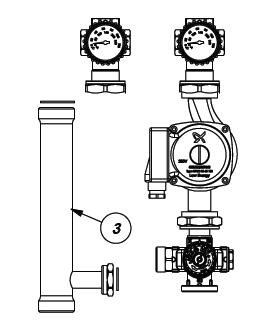 POSIZIONAMENTO DEL GRUPPO Il gruppo di distribuzione a miscelatrice termostatica può essere installato in modo diverso dallo standard (mandata a destra e verso l alto).