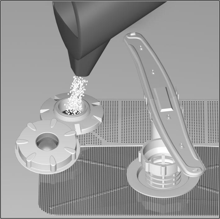 Questo procedimento rigenerativo funziona solo se il sale è disciolto nell acqua. Aprire il tappo a vite del contenitore del sale 24. Prima del primo uso, versare nel contenitore del sale ca.