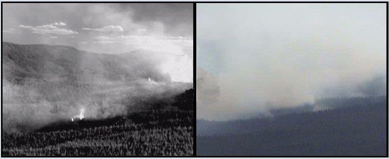 Individuazione incendi boschivi Immagine IR Immagine Visibile Con la termocamera