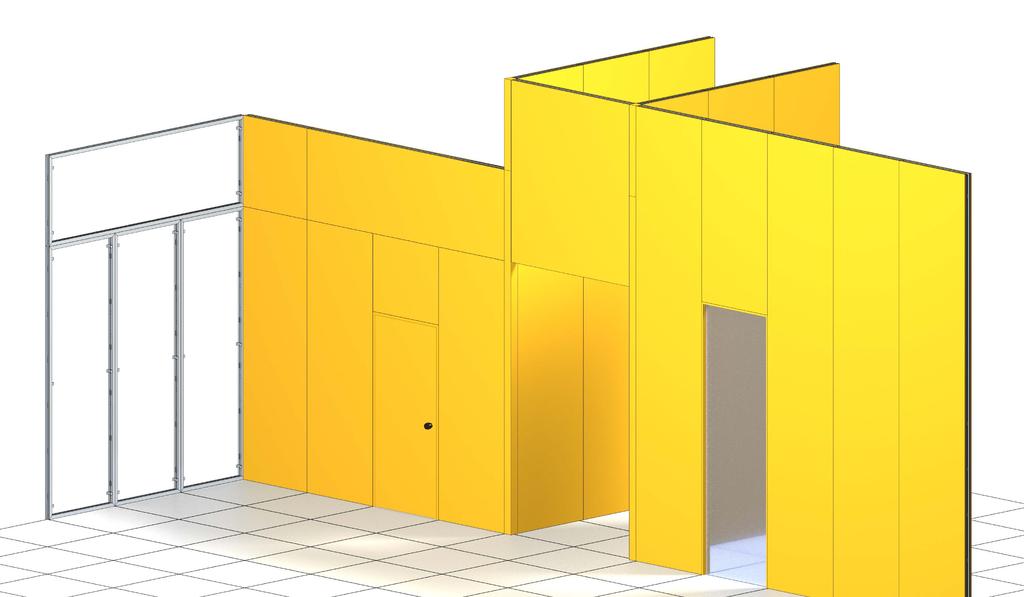 la perfetta modularità dei pezzi permette di usare i telai sia in verticale per formare le pareti, sia in orizzontale per formare sopraluci o fascioni di collegamento.