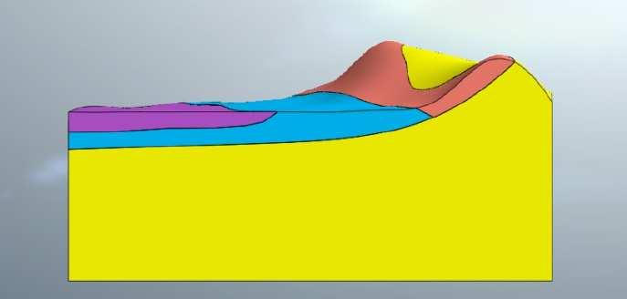 Fig. 3: Modello geologico 3D del Comune con MIDAS GTS NX: