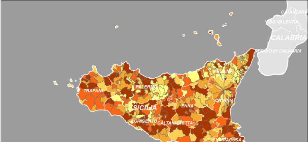 Lavoratori retribuiti nelle UL delle Istituzioni non profit (Valori per 1.000 abitanti) Provincia v.a. % Per 1.000 ab. Trapani 3.943 7,3 9,2 Palermo 17.919 33,1 14,4 Messina 6.