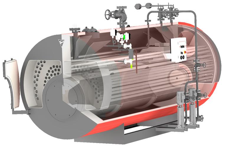Tipologie costruttive La gamma di generatori industriali Sile è costituita da modelli a tre giri effettivi di fumo (uno nel focolare e due nei fasci tubieri lisci senza turbolatori)